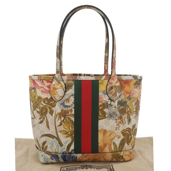 Gucci  Ophidia Small GG Supreme Flora Canvas Tote Bag Multicolor 726762 - Picture 3 of 15